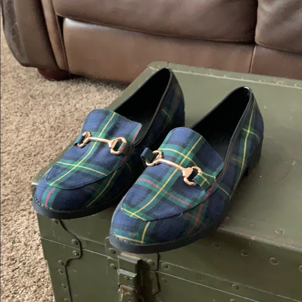 Urban outfitters plaid loafers